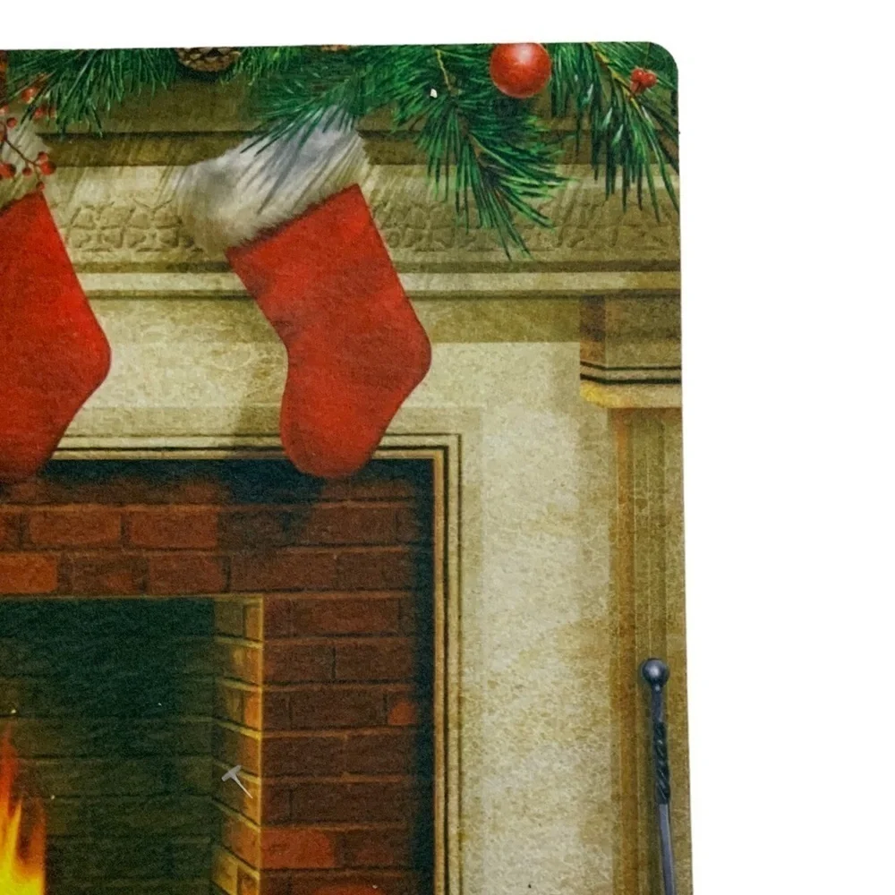 Holiday Doormat Fireplace Christmas Stockings Rectangle 16 X 24 In Multicolor